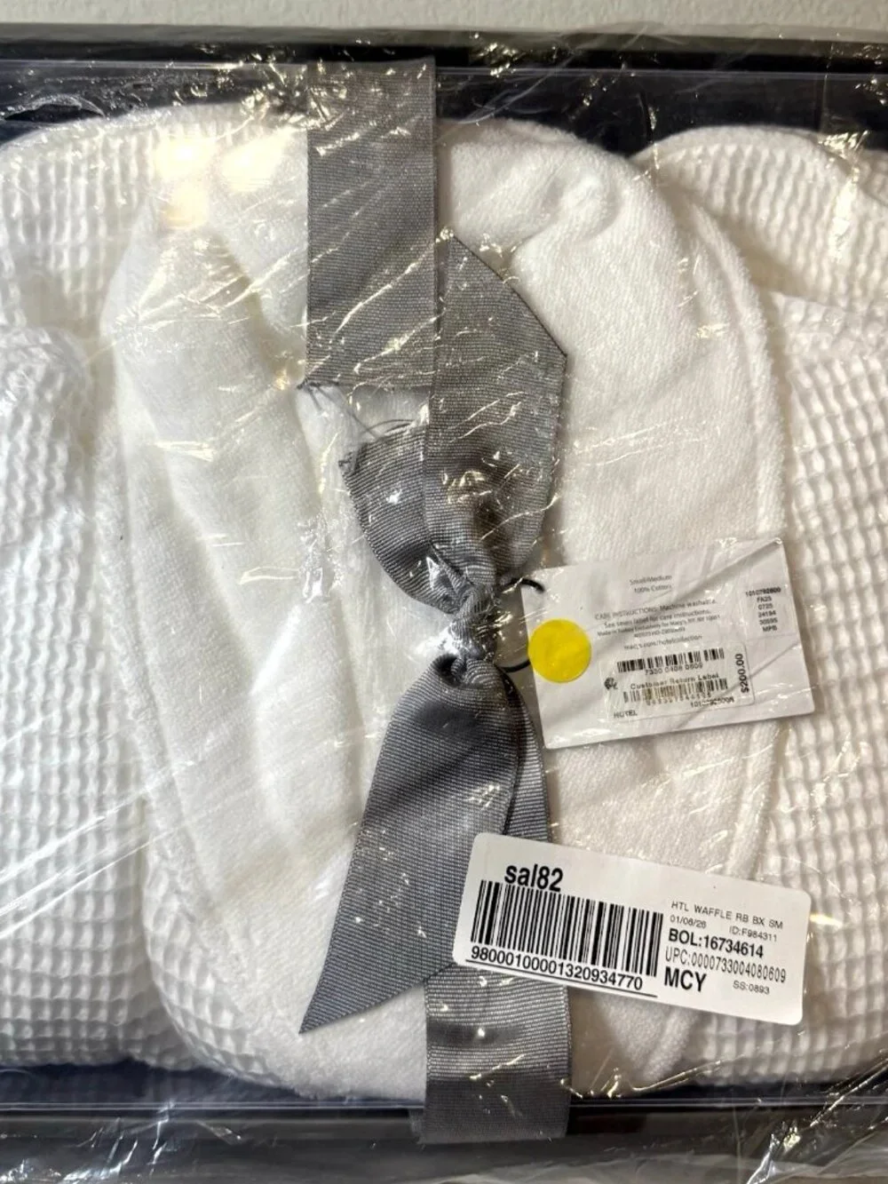 Hotel Collection Cotton Waffle White Bath Robe Shawl Collar All Cotton Small/Med